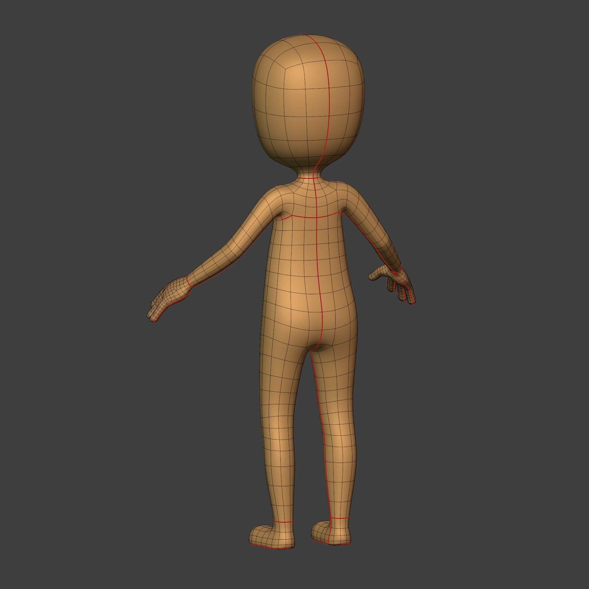 Cartoon Stickman - Man - 4 Fingers with IK and FK Rig Low-poly 3D model_16