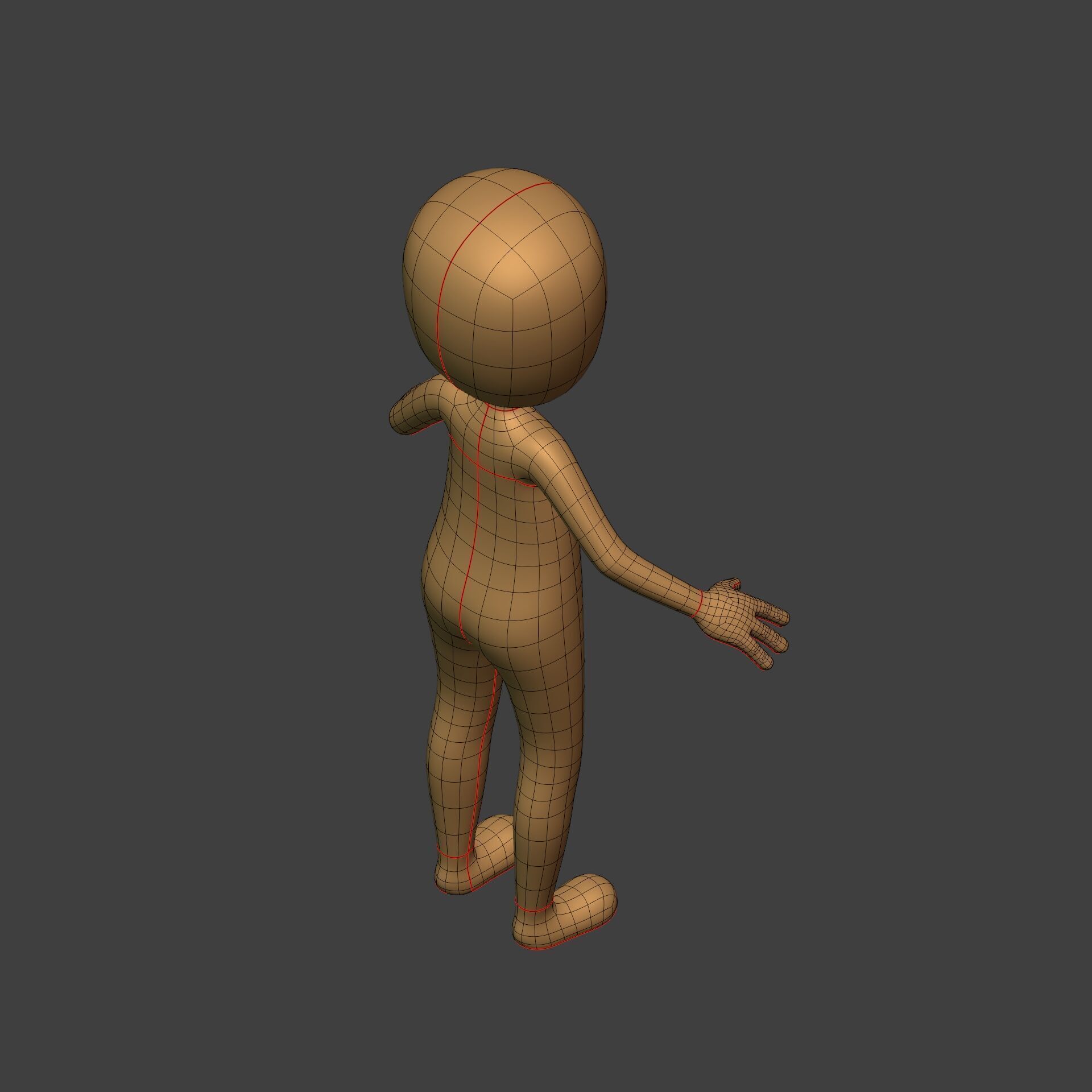 Cartoon Stickman - Man - 4 Fingers with IK and FK Rig Low-poly 3D model_18