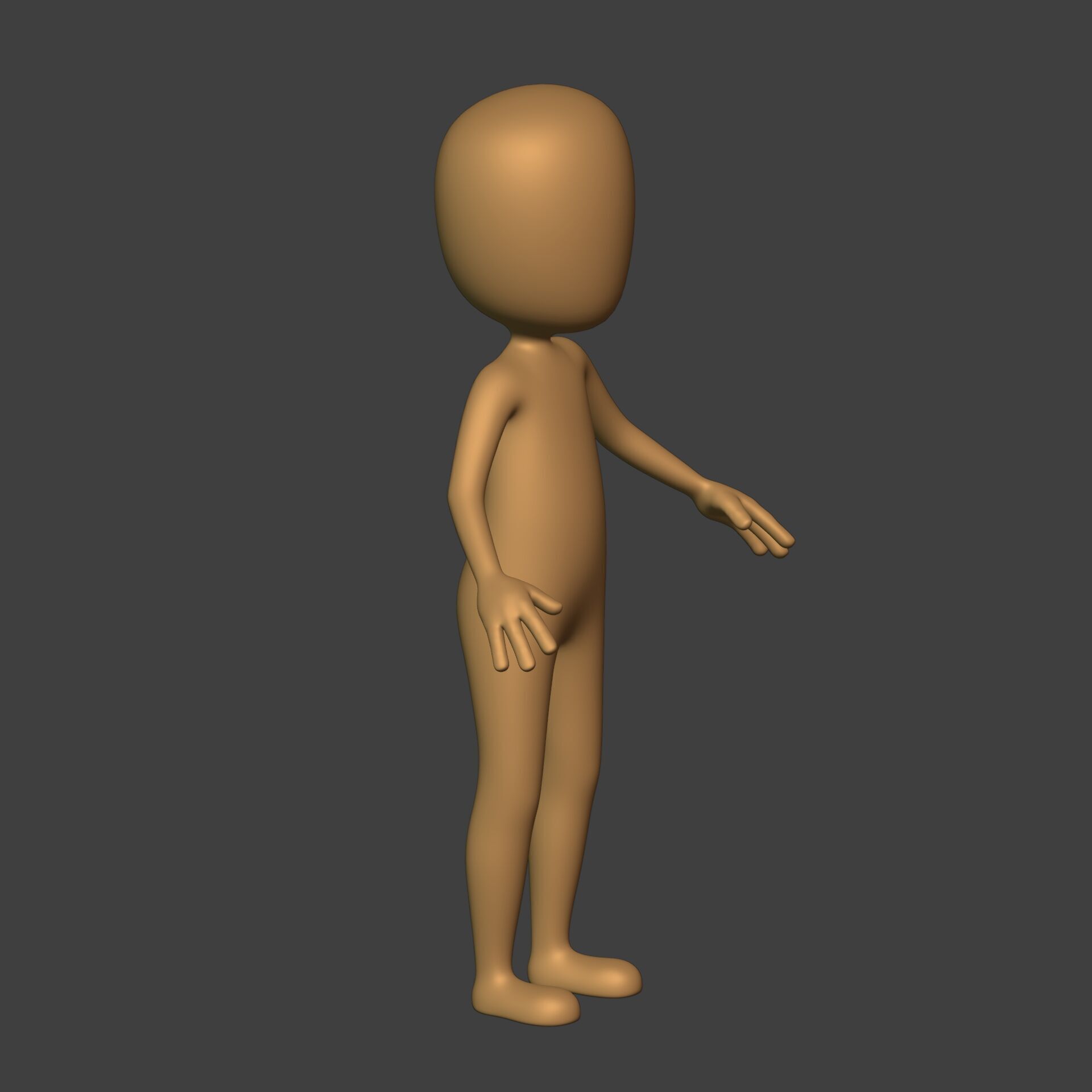 Cartoon Stickman - Man - 4 Fingers with IK and FK Rig Low-poly 3D model_11