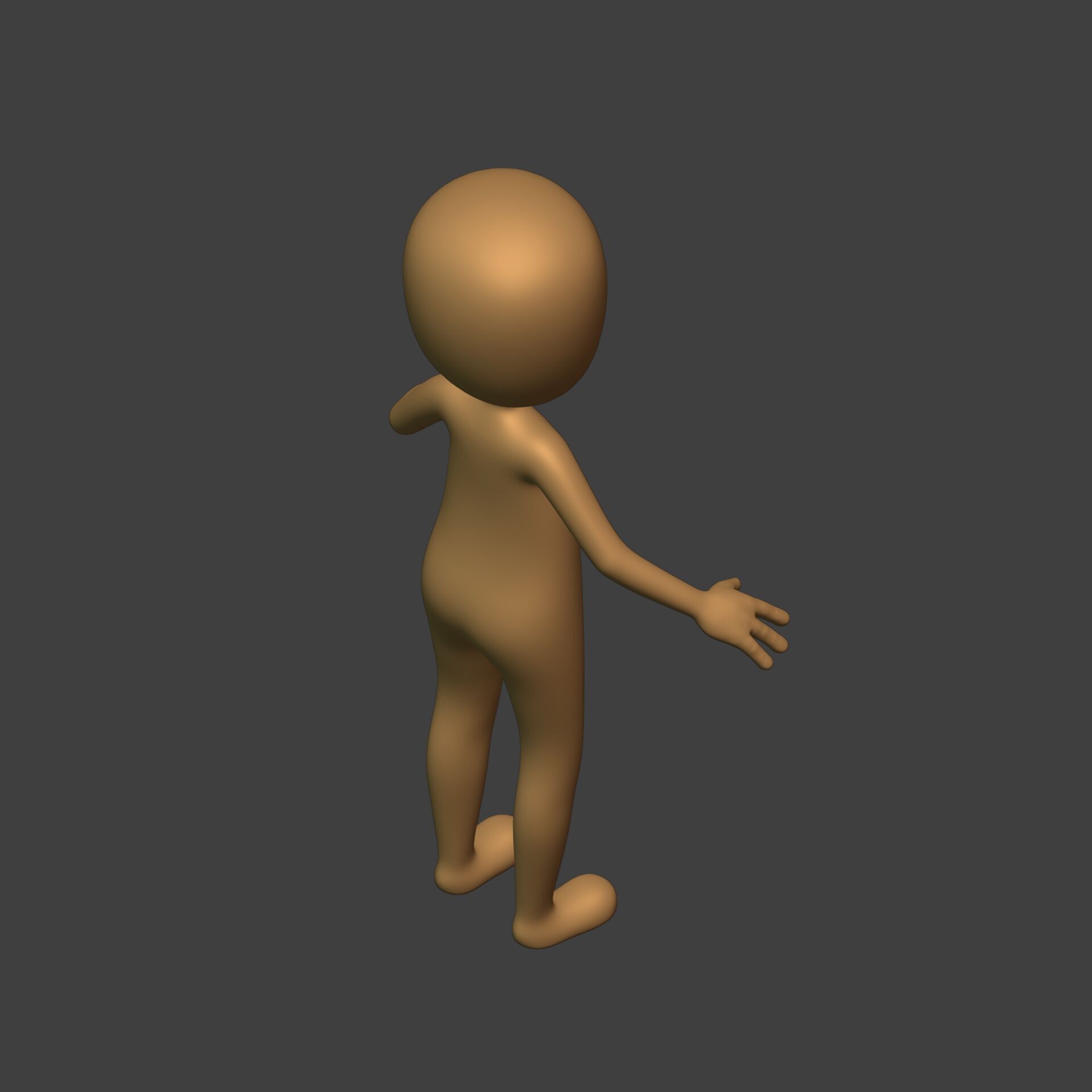 Cartoon Stickman - Man - 4 Fingers with IK and FK Rig Low-poly 3D model_17