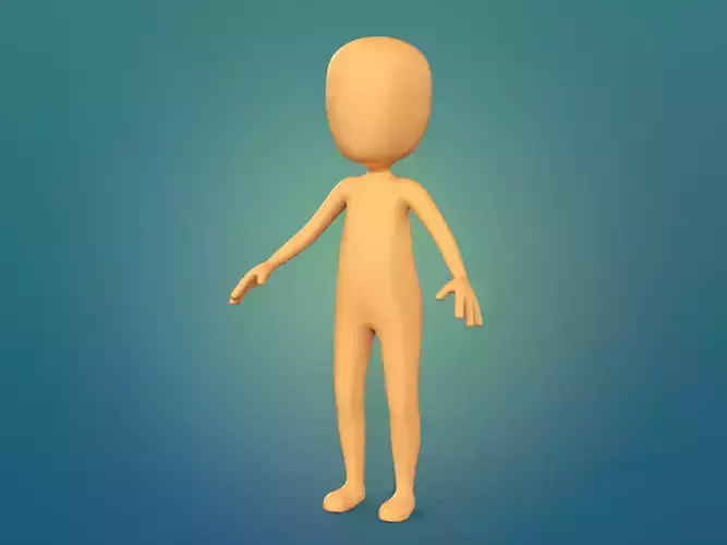 Cartoon Stickman - Man - 4 Fingers with IK and FK Rig Low-poly 3D model