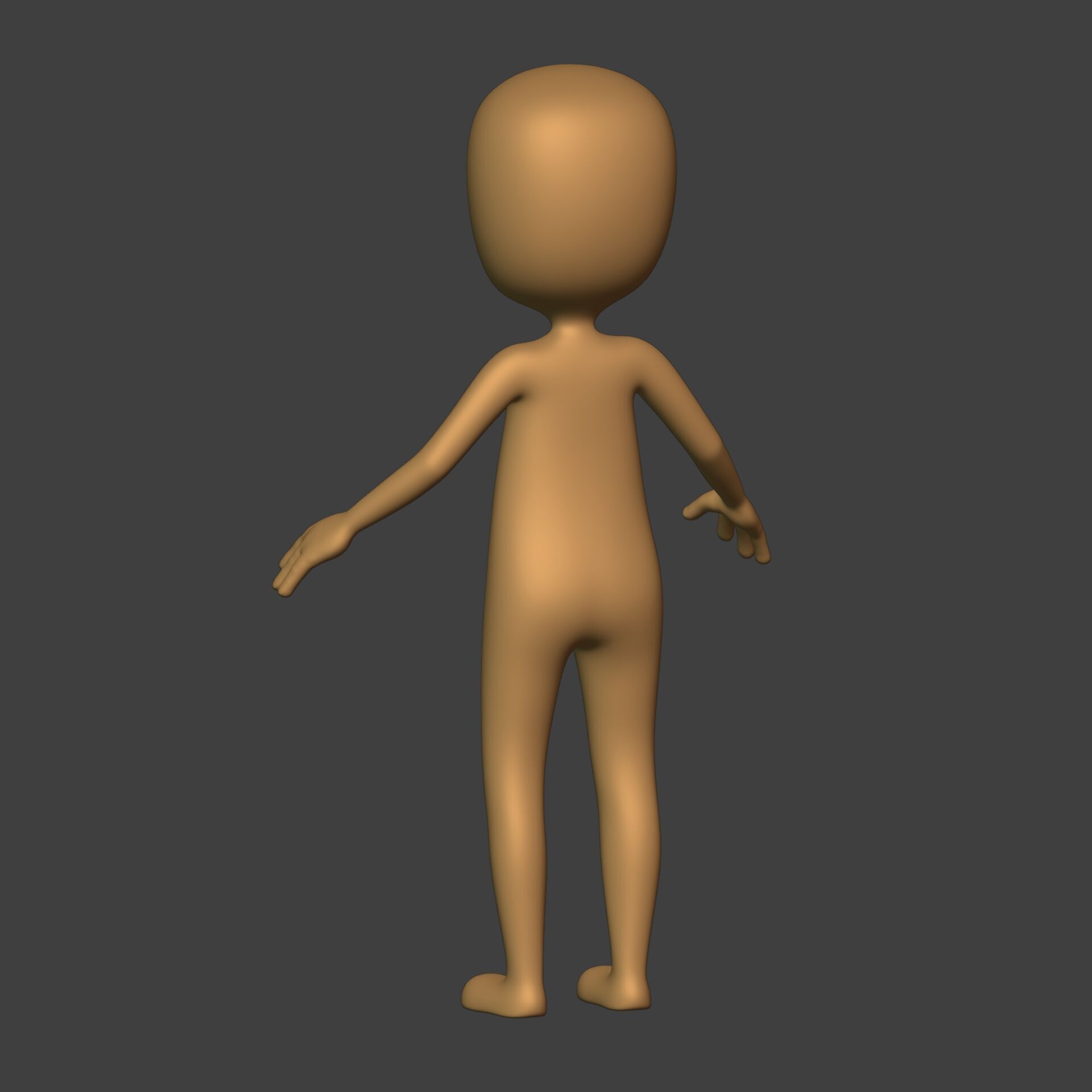 Cartoon Stickman - Man - 4 Fingers with IK and FK Rig Low-poly 3D model_15