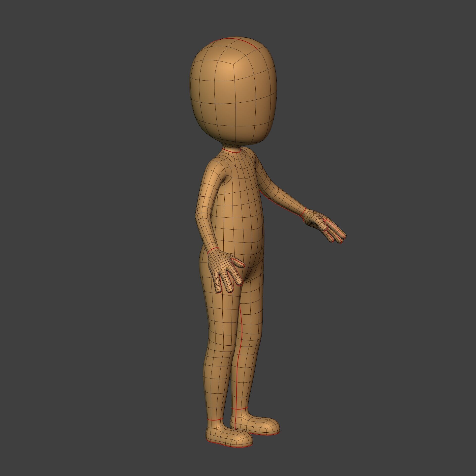 Cartoon Stickman - Man - 4 Fingers with IK and FK Rig Low-poly 3D model_12