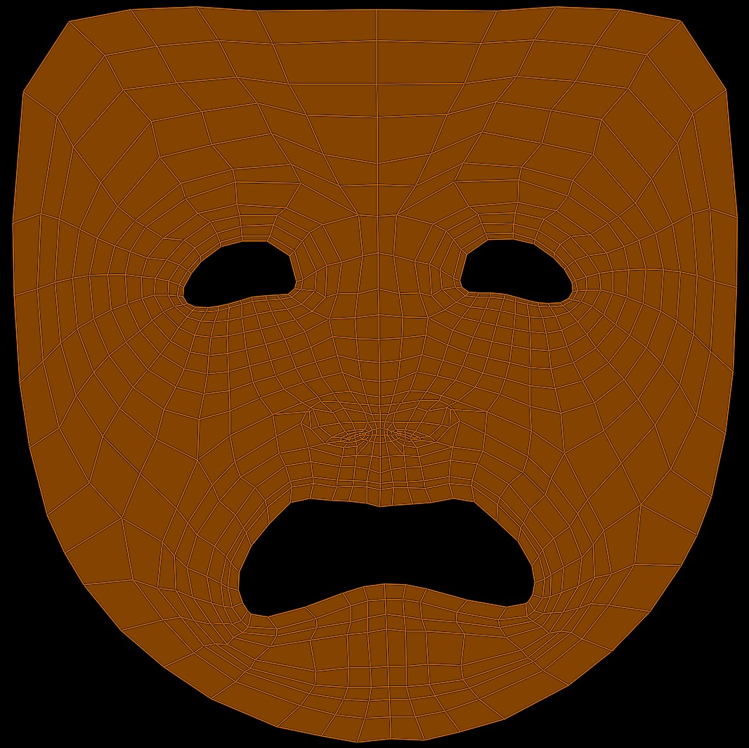 Theater Mask - Happy Sad Double Face Low-poly 3D model_2