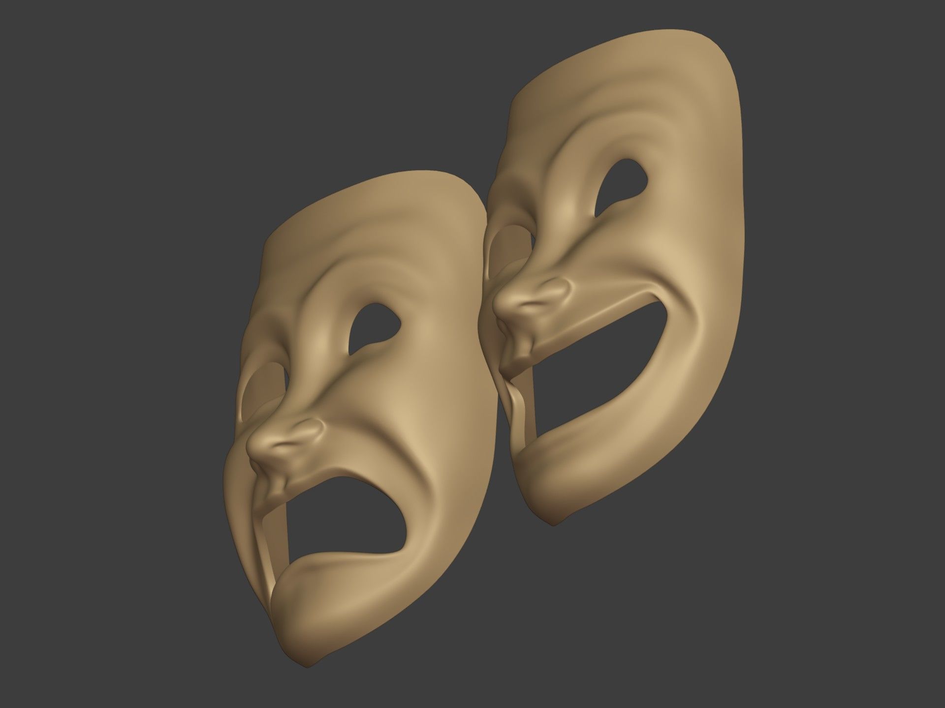 Theater Mask - Happy Sad Double Face Low-poly 3D model_17