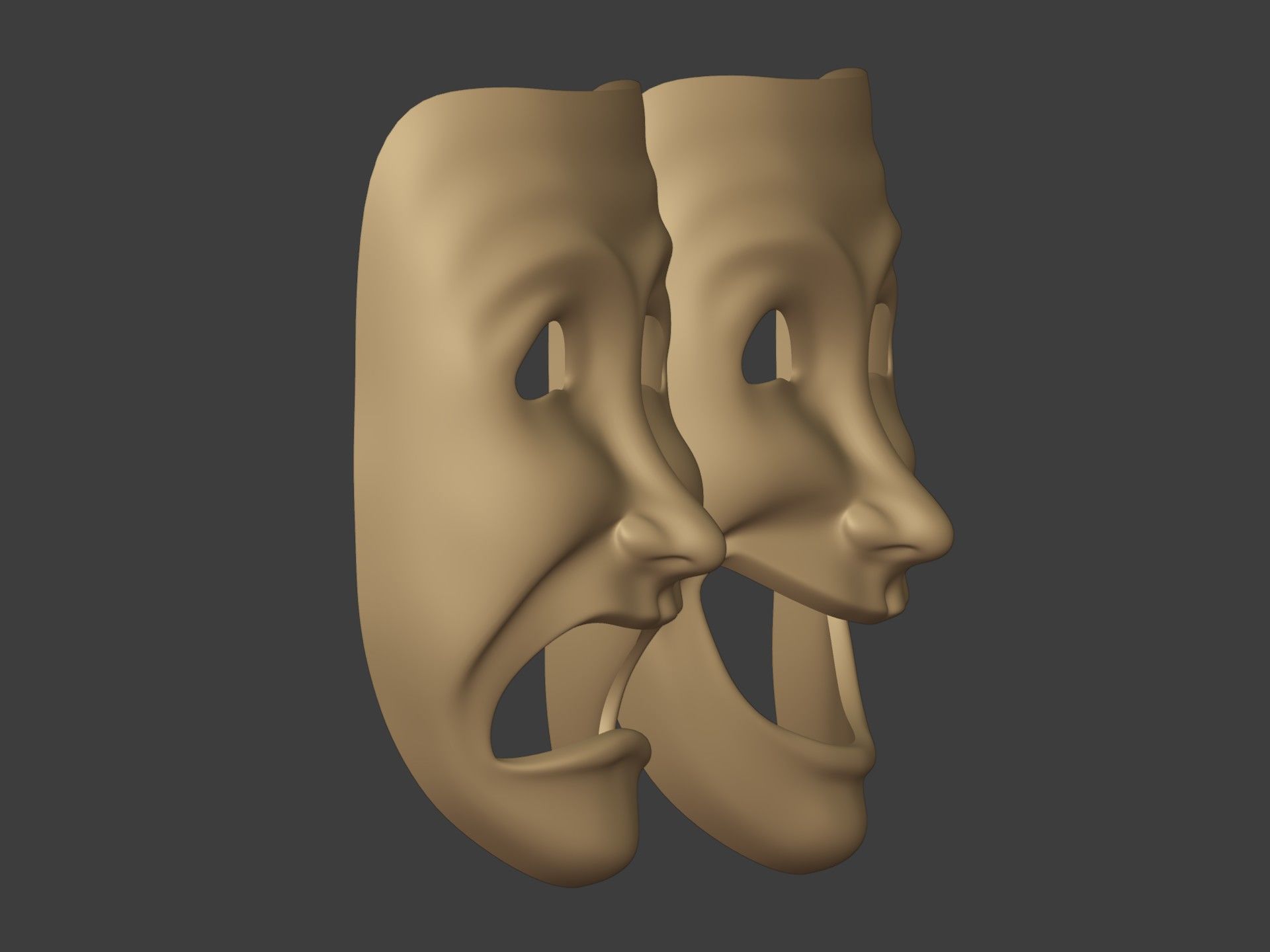 Theater Mask - Happy Sad Double Face Low-poly 3D model_15