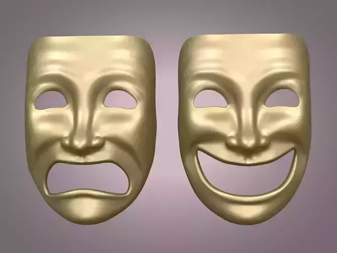 Theater Mask - Happy Sad Double Face Low-poly 3D model