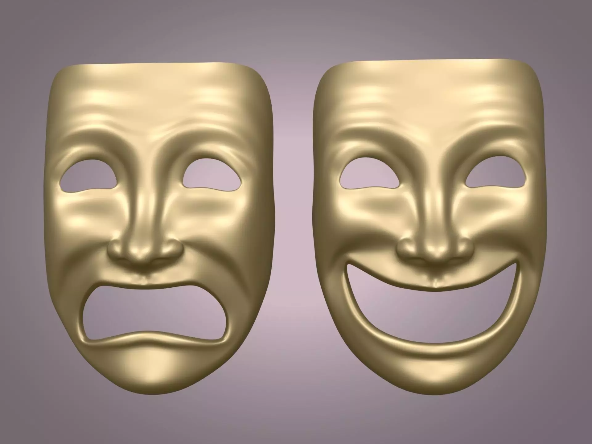 Theater Mask - Happy Sad Double Face Low-poly 3D model_0
