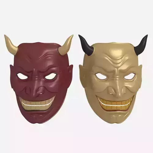 Asian Mask - Demon Low-poly 3D model