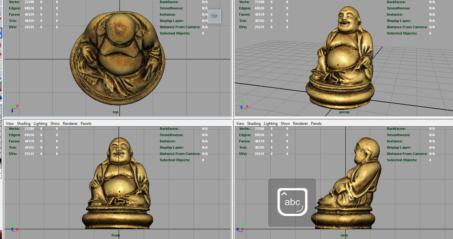 GOLD HAPPY BUDDHA Low-poly 3D model_10