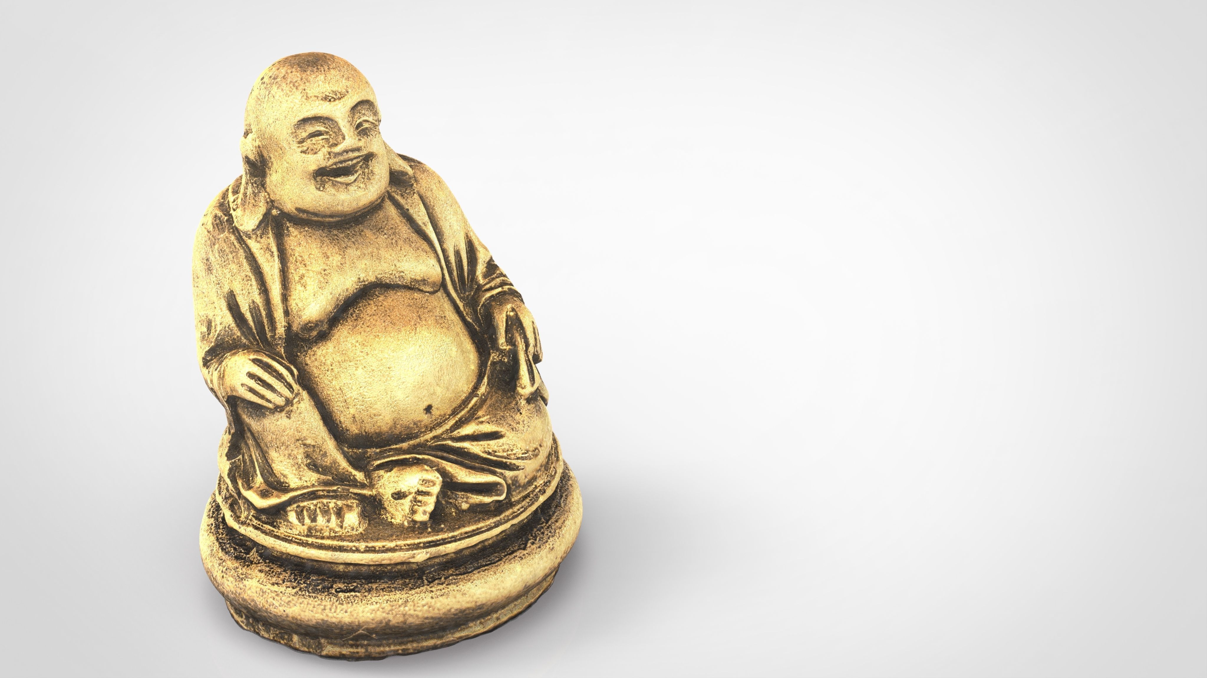 GOLD HAPPY BUDDHA Low-poly 3D model_2