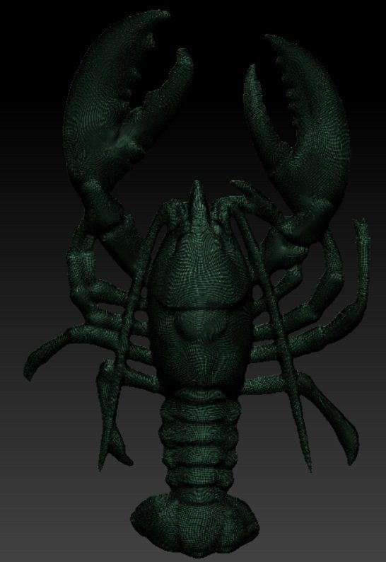 Crayfish bas relief for CNC 3D print model_6