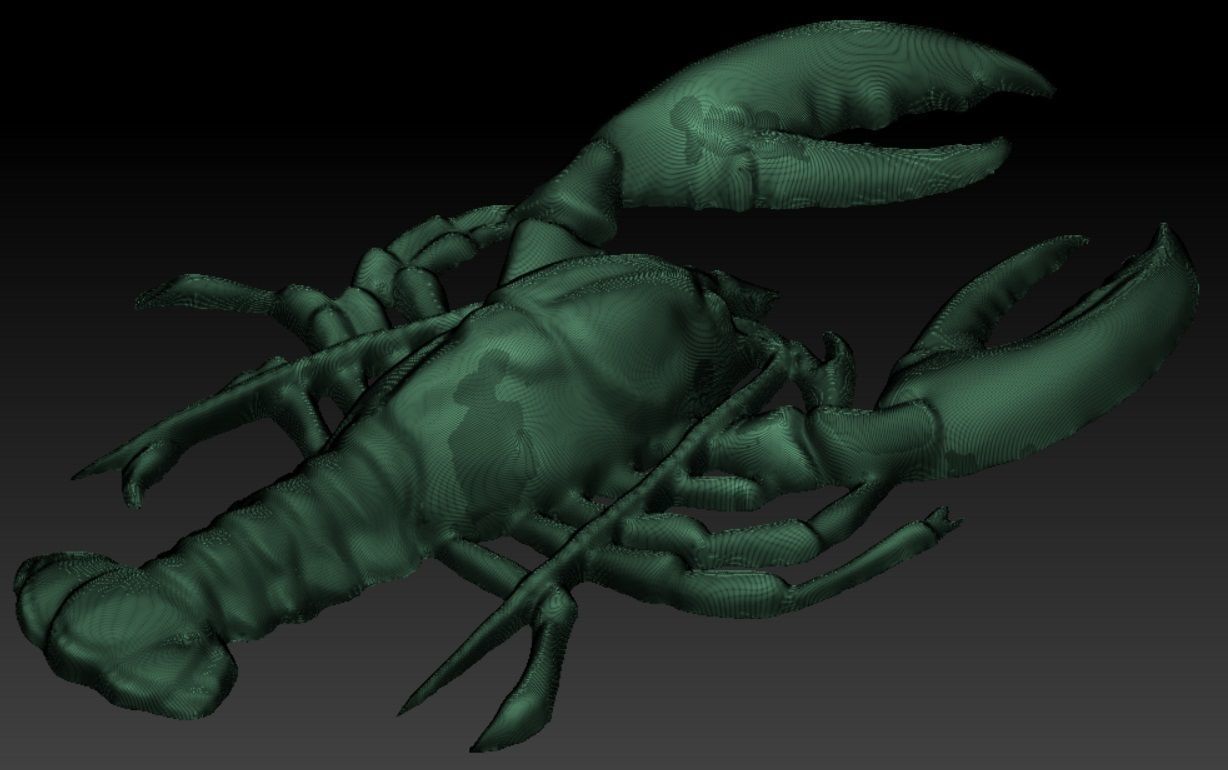 Crayfish bas relief for CNC 3D print model_7