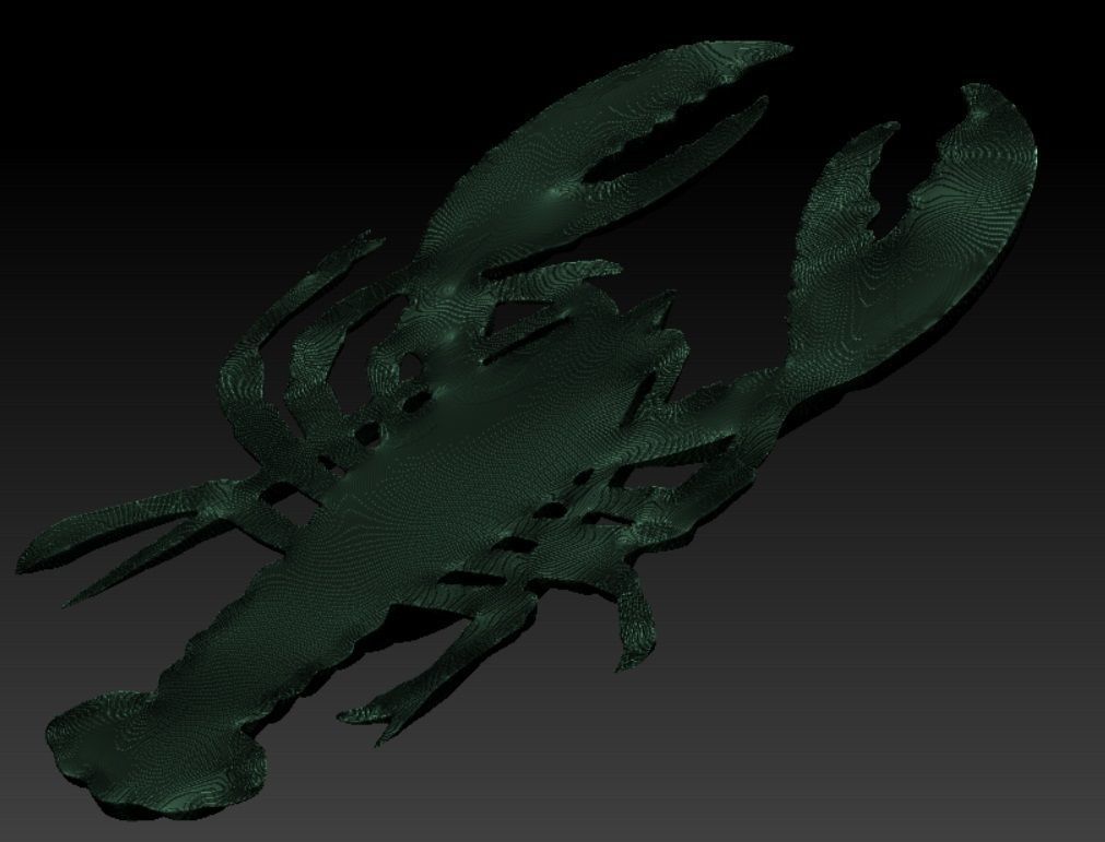 Crayfish bas relief for CNC 3D print model_9