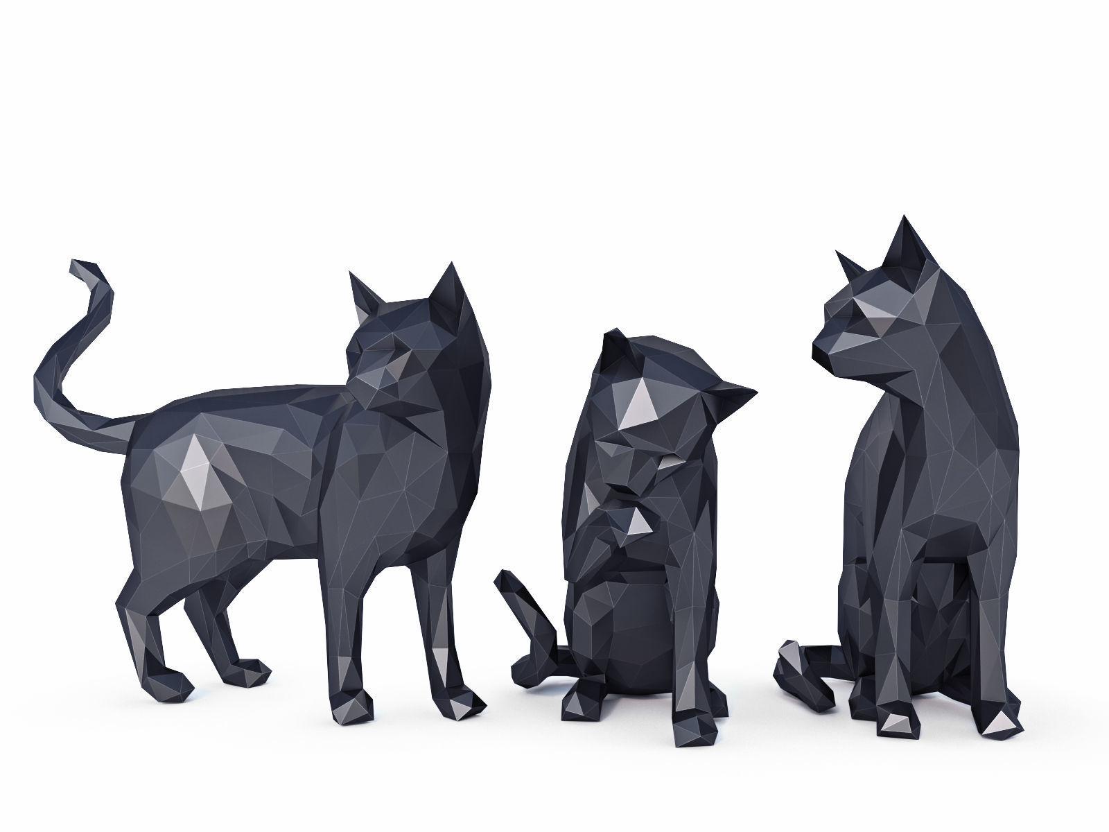 Cats Low Poly Low-poly  3D model