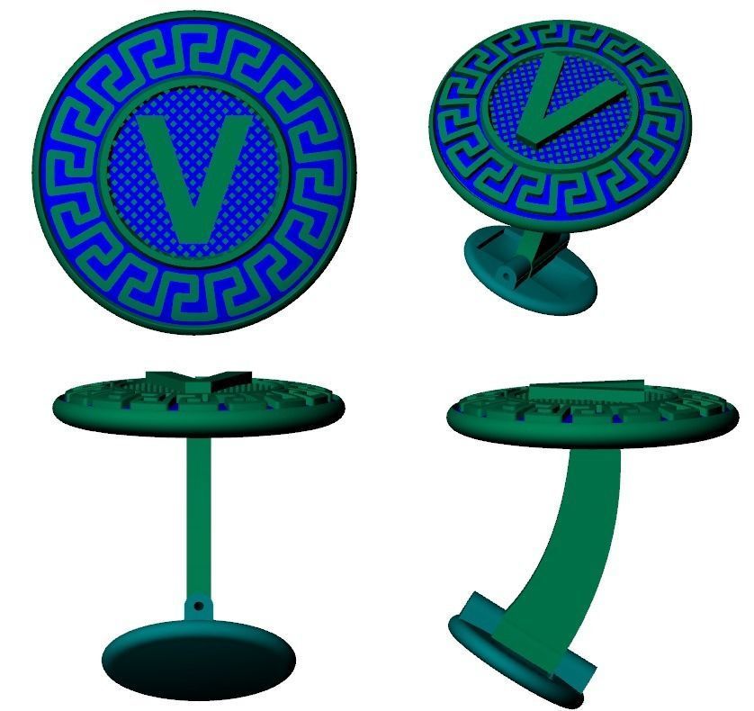 VERSACHE A-Z ALPHABET CUFFLINKS FOR MEN 3D print model_2