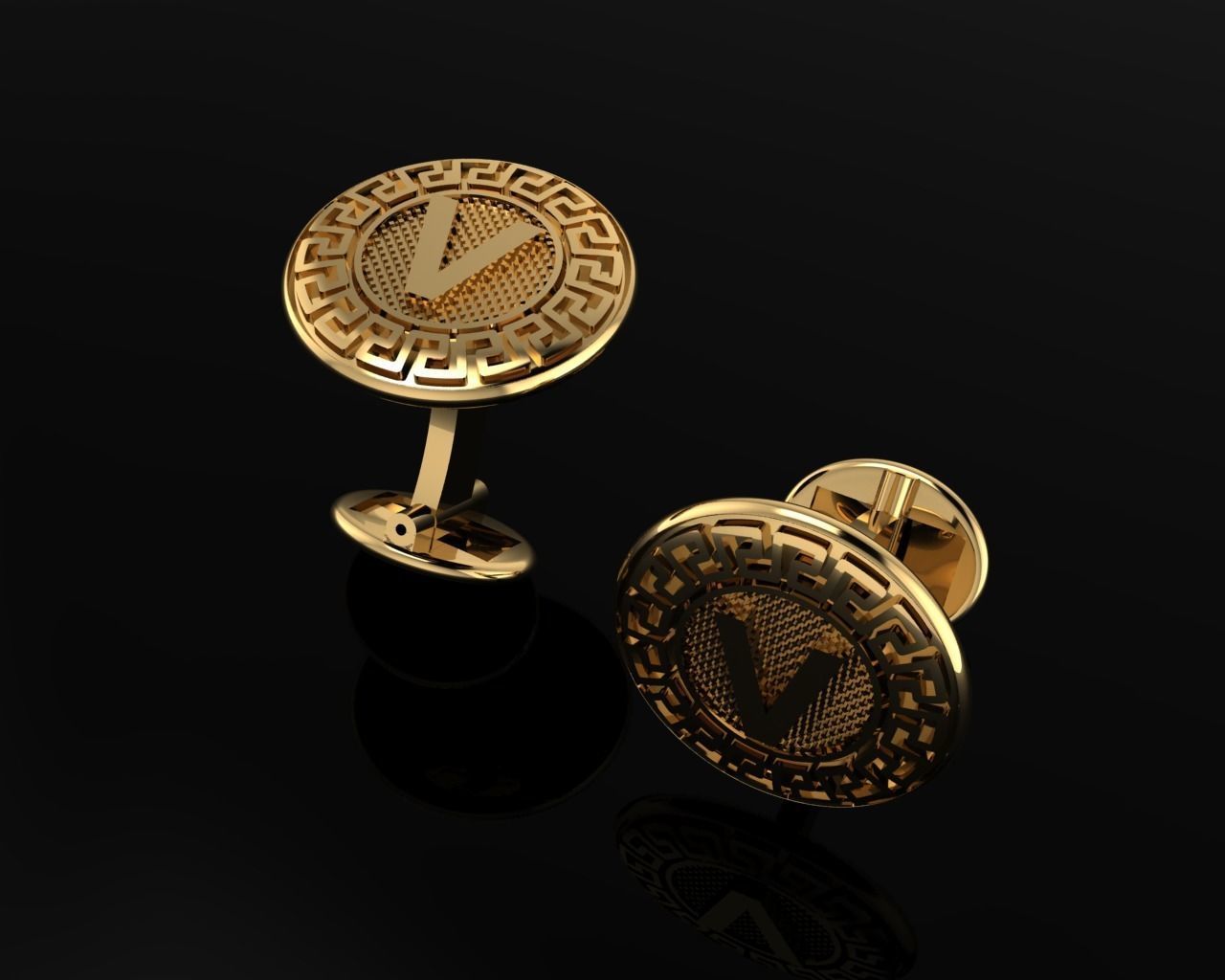 VERSACHE A-Z ALPHABET CUFFLINKS FOR MEN 3D print model_7