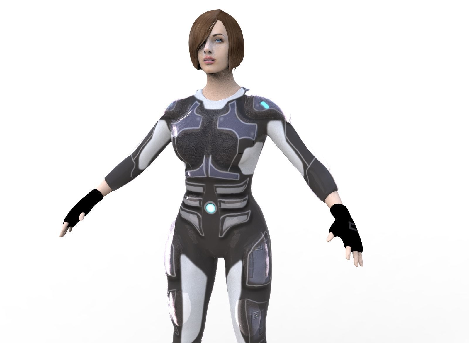 Sci Fi Woman Low-poly 3D model_4