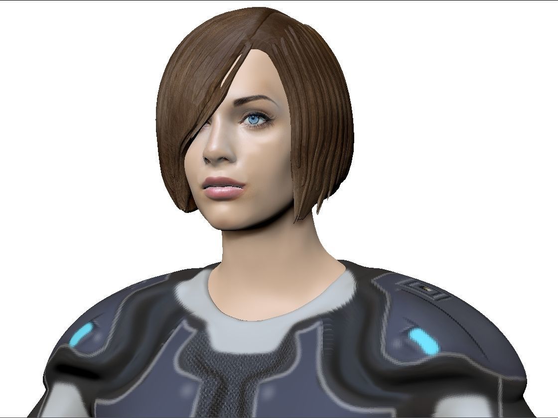 Sci Fi Woman Low-poly 3D model_3