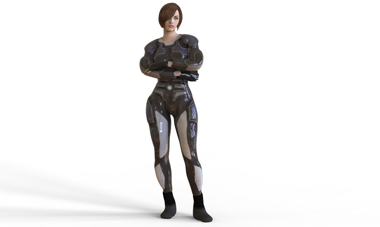 Sci Fi Woman Low-poly 3D model_2