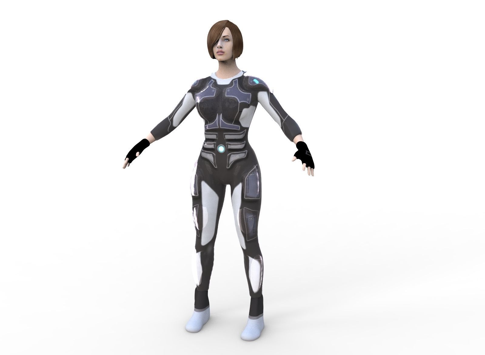 Sci Fi Woman Low-poly 3D model_5