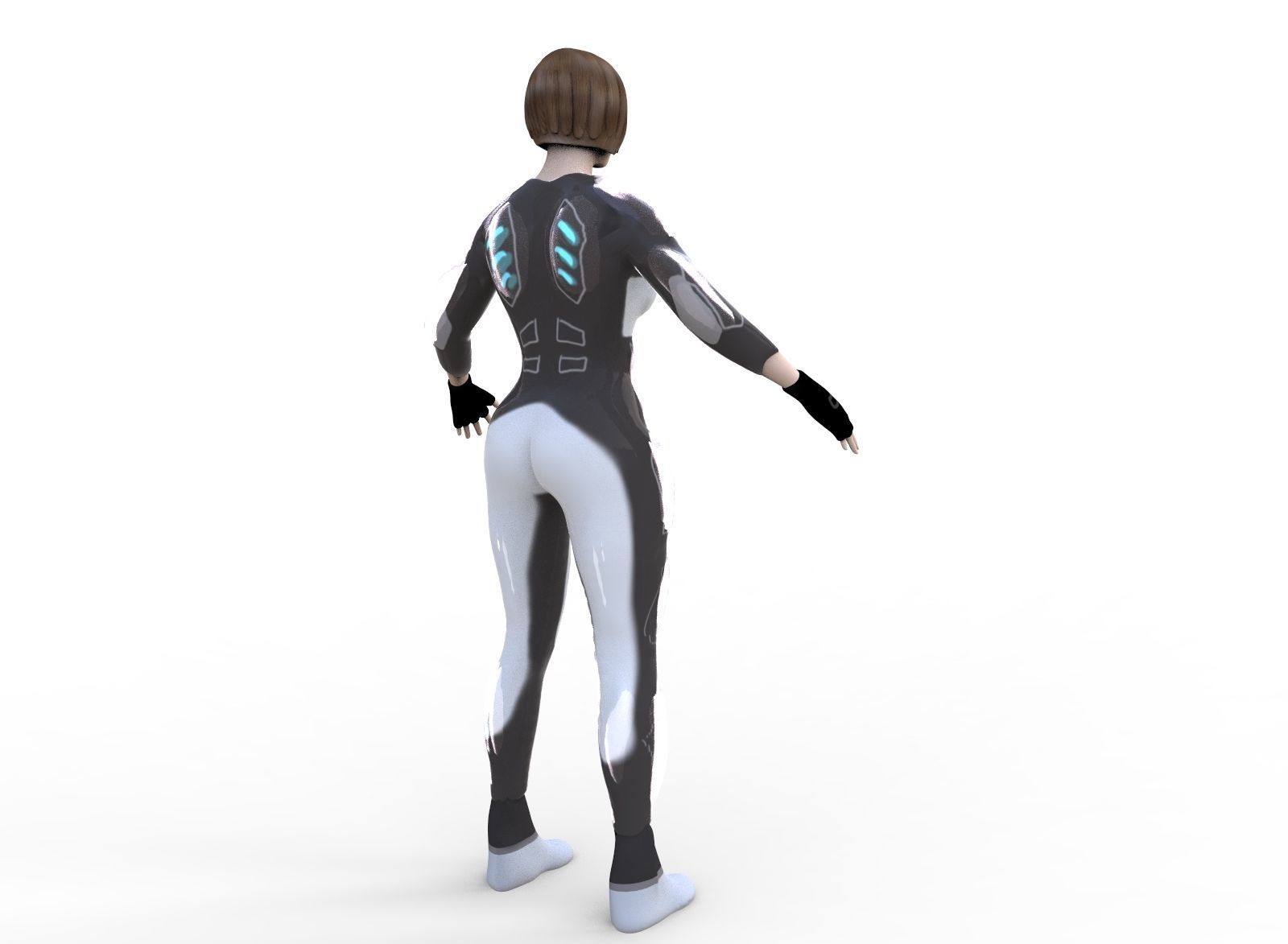 Sci Fi Woman Low-poly 3D model_8