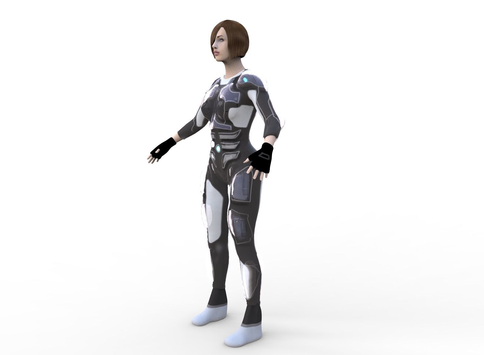 Sci Fi Woman Low-poly 3D model_6