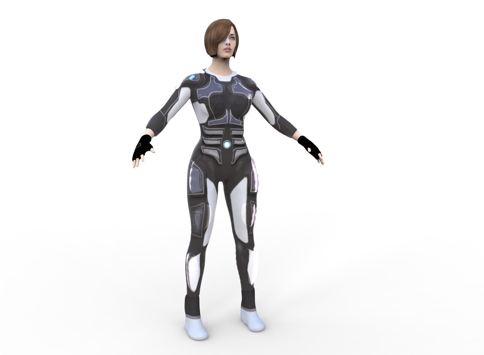 Sci Fi Woman Low-poly 3D model_9