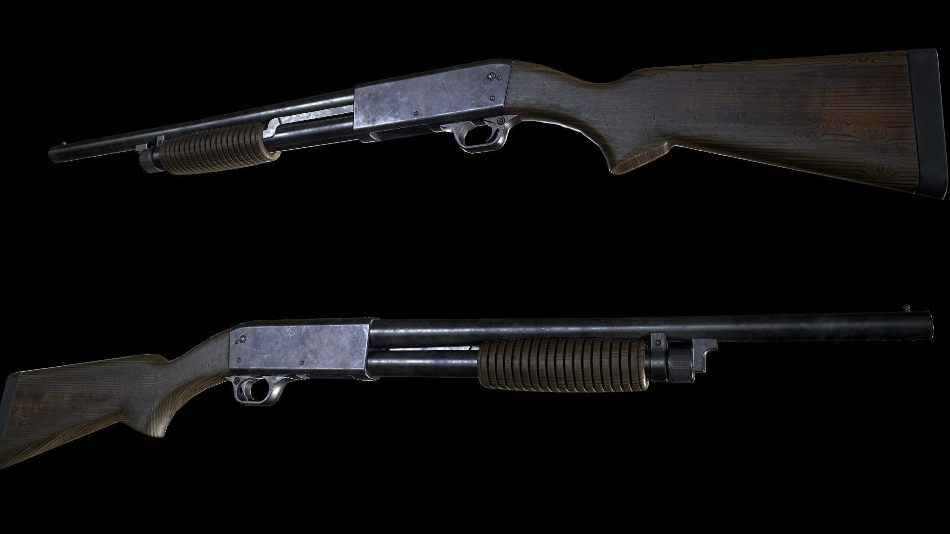 Ithaca M37 PBR Low-poly 3D model_4