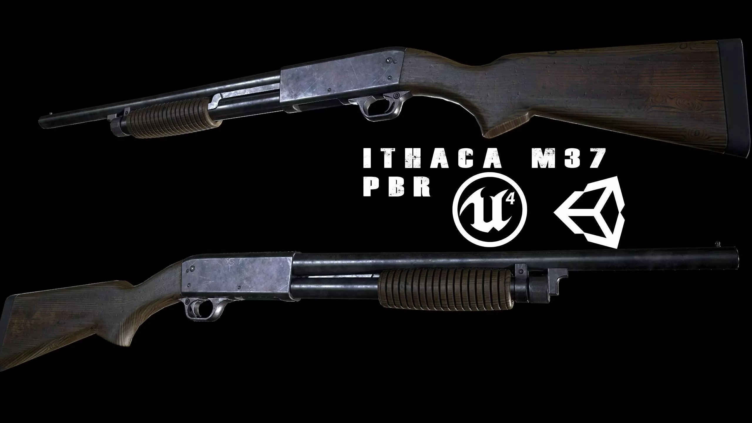 Ithaca M37 PBR Low-poly 3D model_0