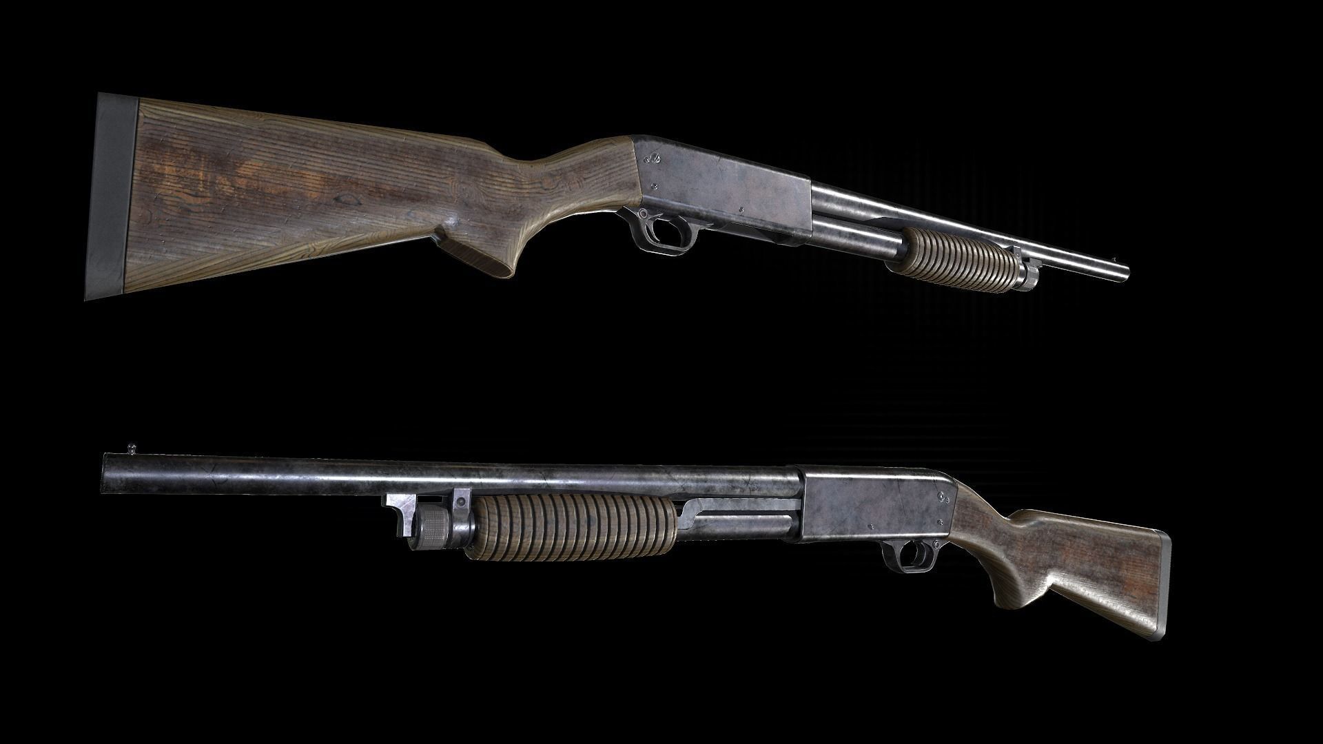 Ithaca M37 PBR Low-poly 3D model_3