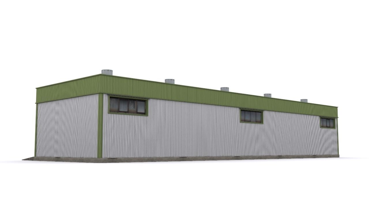 Garage industrial building Low-poly 3D model_3
