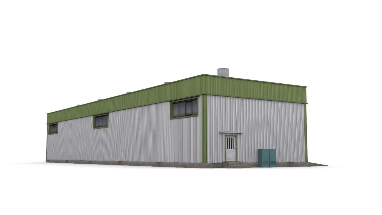Garage industrial building Low-poly 3D model_2