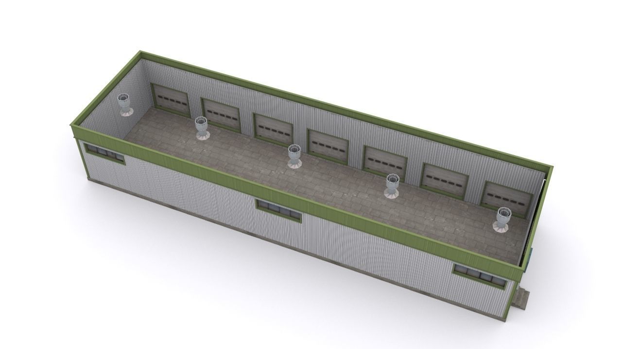 Garage industrial building Low-poly 3D model_6