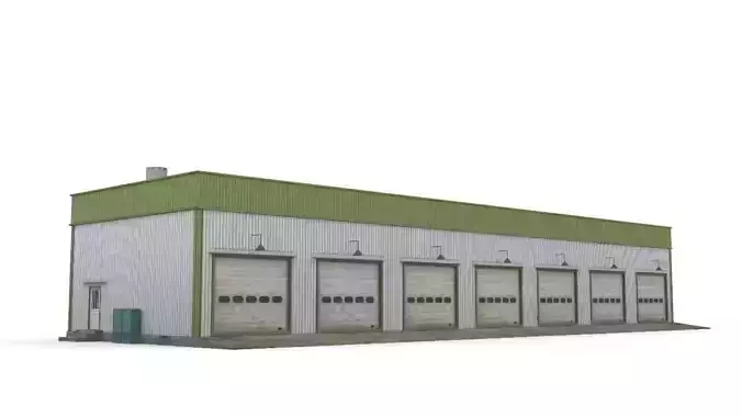 Garage industrial building Low-poly 3D model