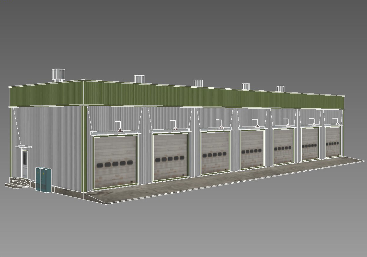 Garage industrial building Low-poly 3D model_8
