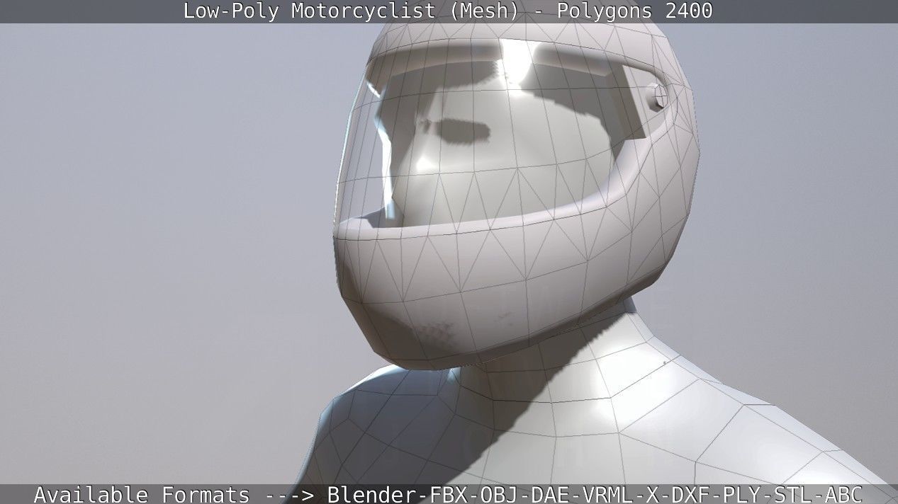 Lowpoly Motorcyclist - Mesh Low-poly 3D model_25