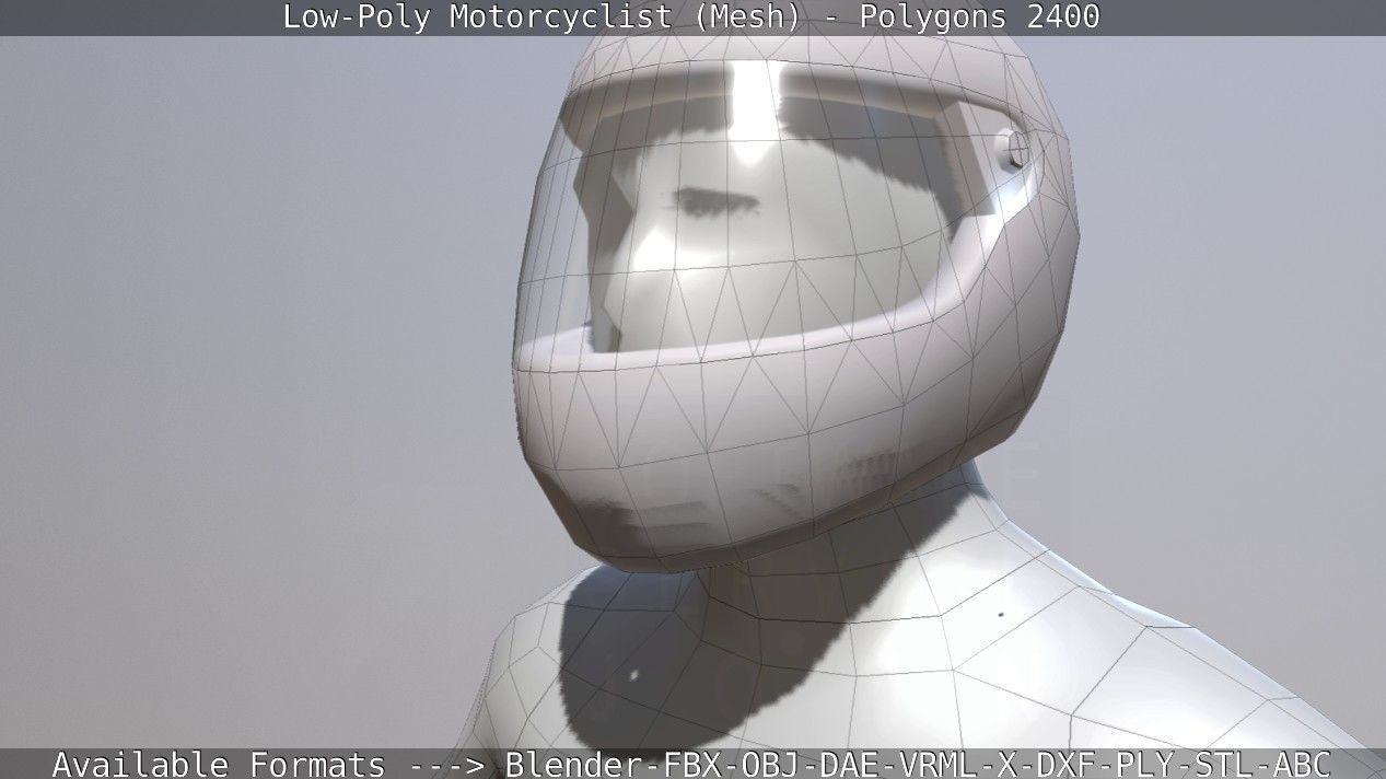 Lowpoly Motorcyclist - Mesh Low-poly 3D model_24
