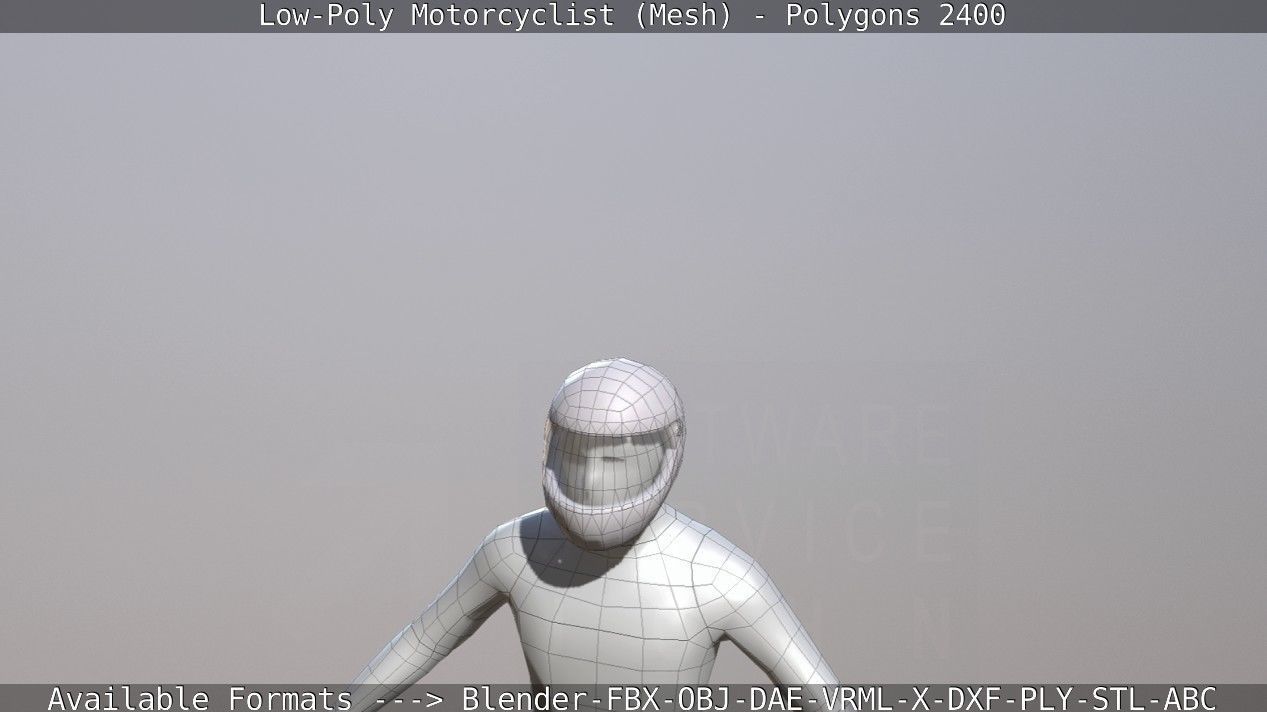 Lowpoly Motorcyclist - Mesh Low-poly 3D model_15