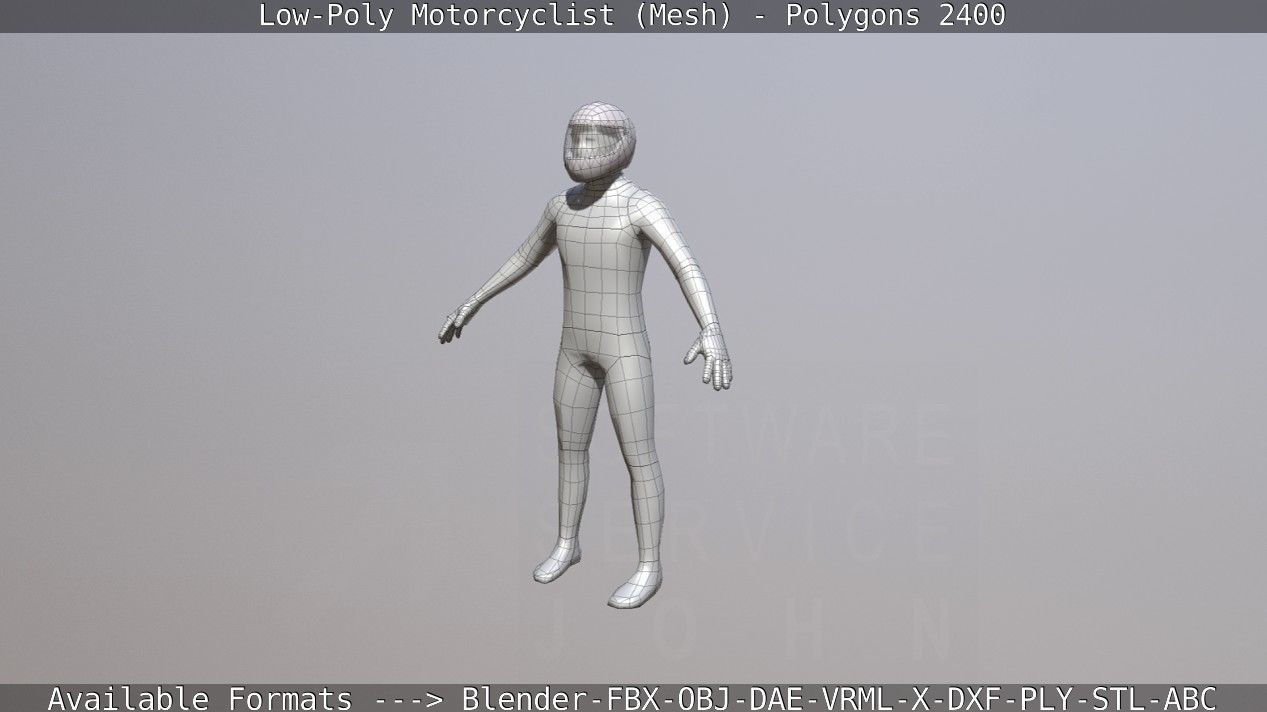 Lowpoly Motorcyclist - Mesh Low-poly 3D model_41