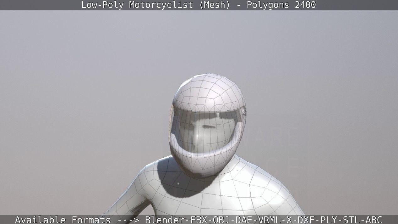 Lowpoly Motorcyclist - Mesh Low-poly 3D model_19