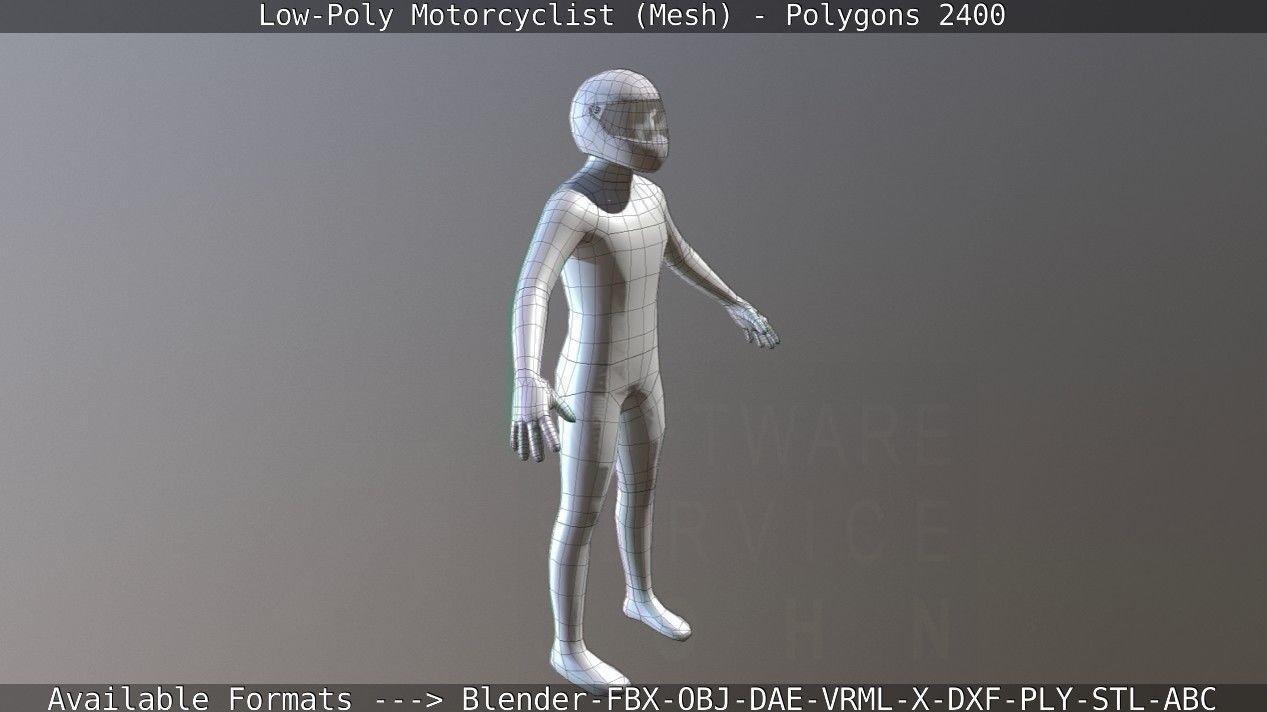 Lowpoly Motorcyclist - Mesh Low-poly 3D model_12