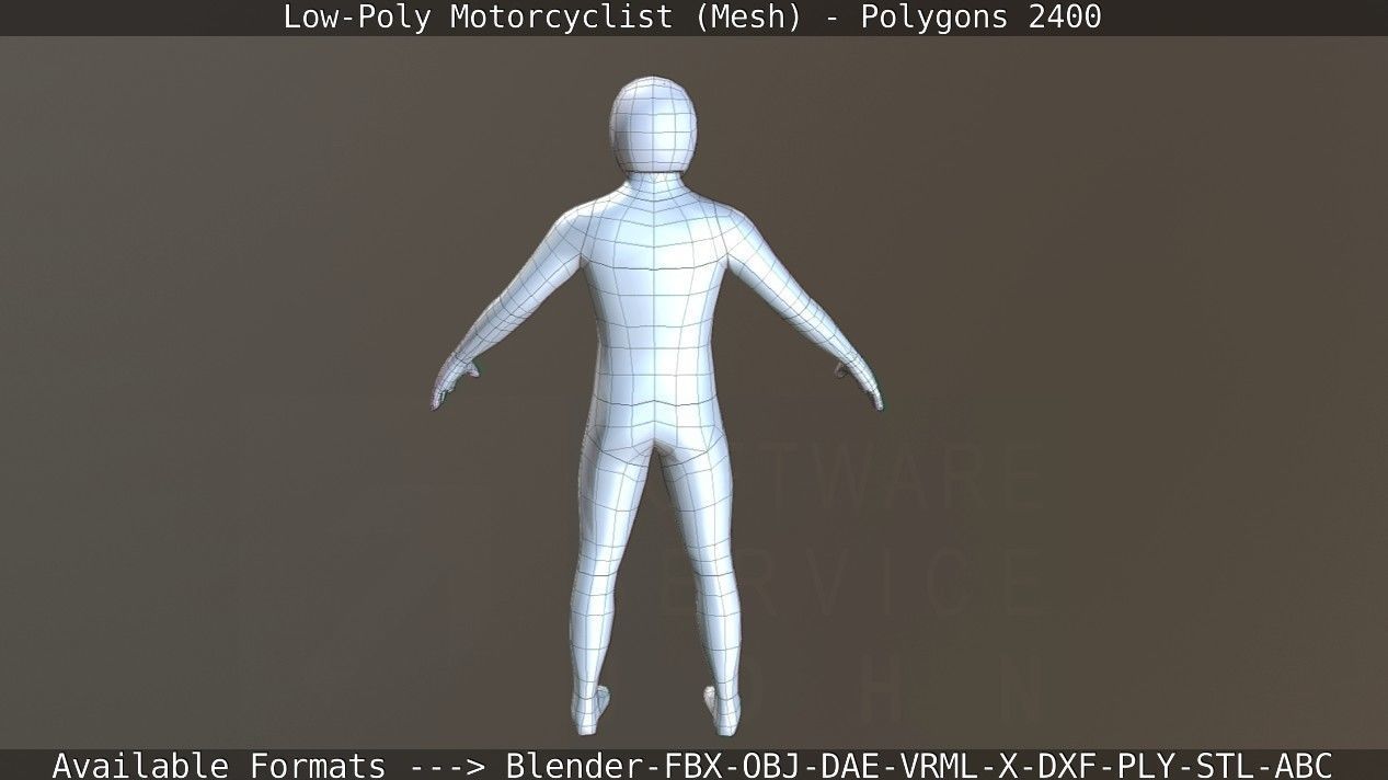 Lowpoly Motorcyclist - Mesh Low-poly 3D model_10
