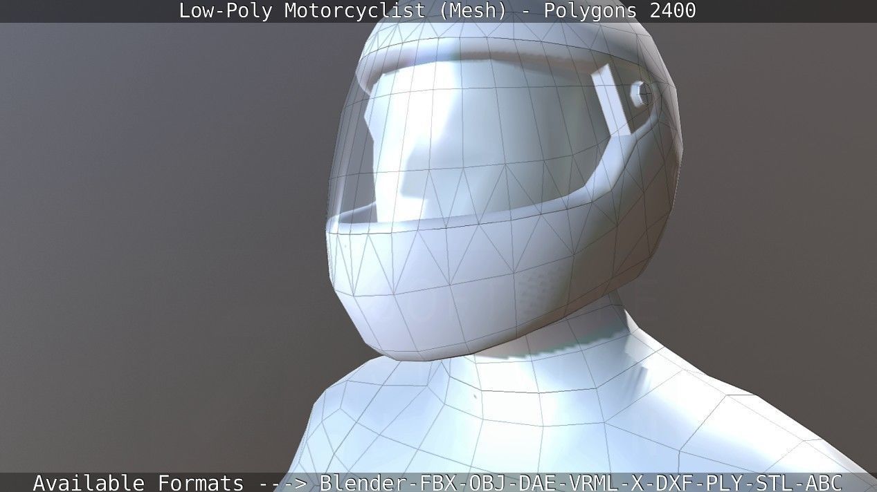 Lowpoly Motorcyclist - Mesh Low-poly 3D model_28