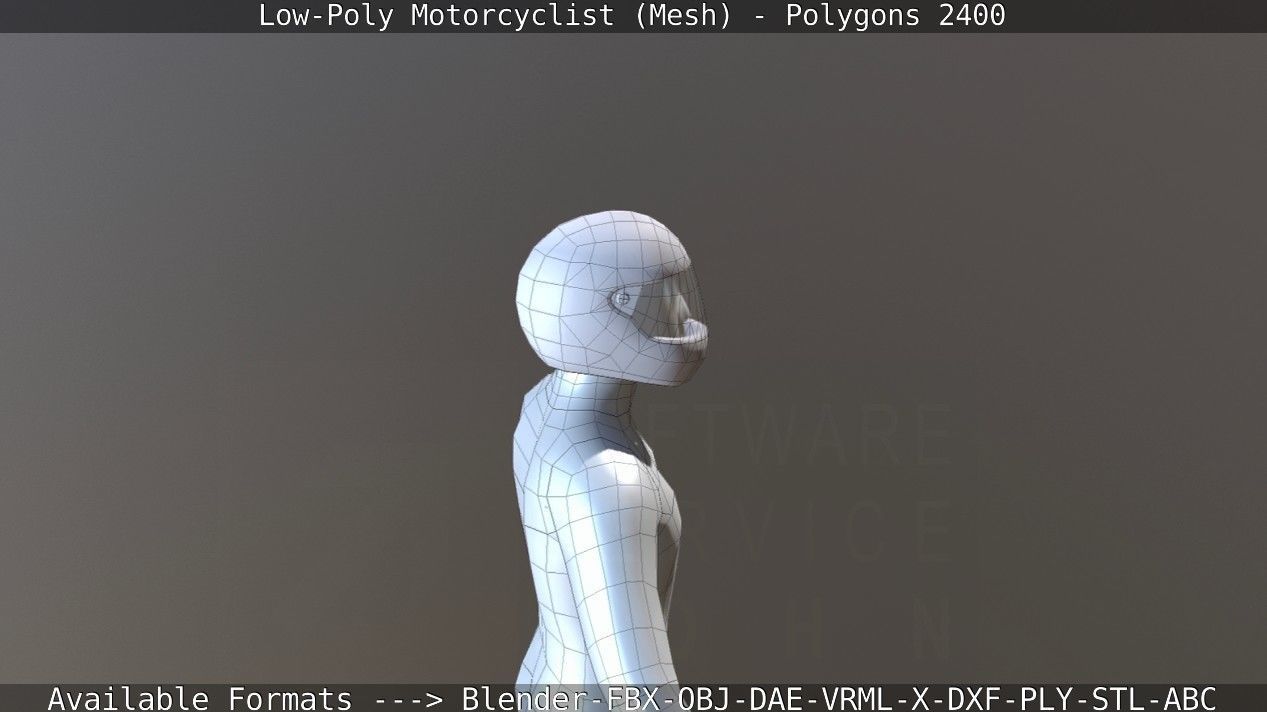 Lowpoly Motorcyclist - Mesh Low-poly 3D model_36