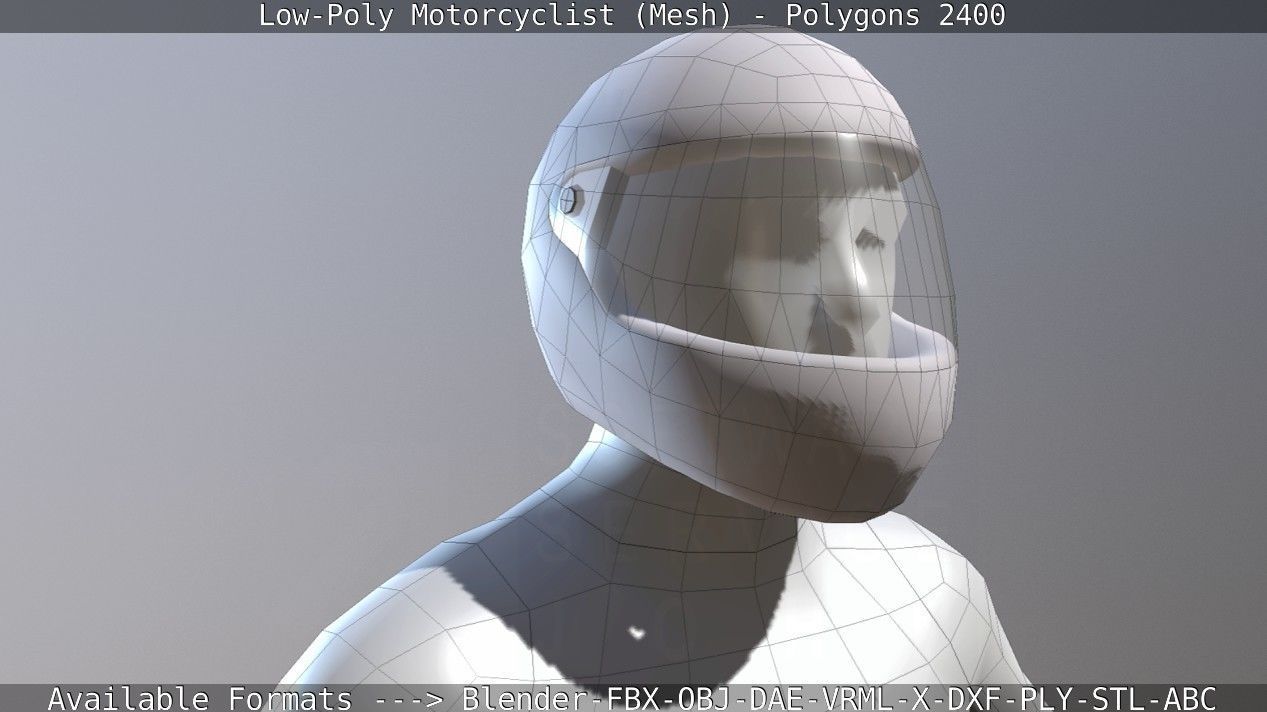 Lowpoly Motorcyclist - Mesh Low-poly 3D model_34