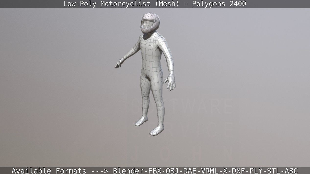 Lowpoly Motorcyclist - Mesh Low-poly 3D model_40