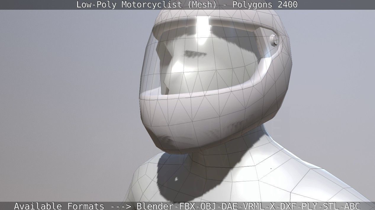 Lowpoly Motorcyclist - Mesh Low-poly 3D model_30