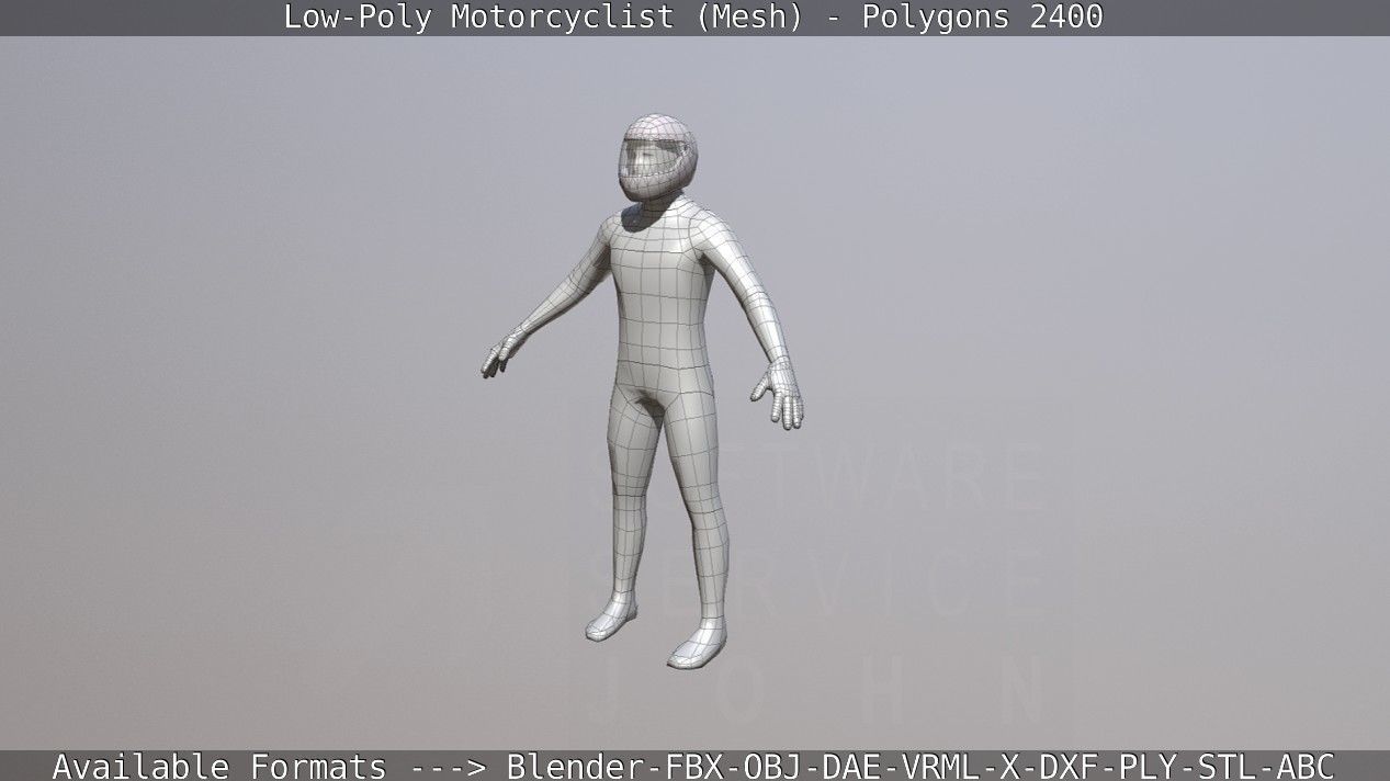 Lowpoly Motorcyclist - Mesh Low-poly 3D model_42