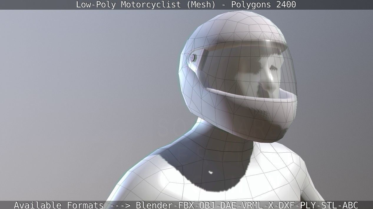 Lowpoly Motorcyclist - Mesh Low-poly 3D model_32